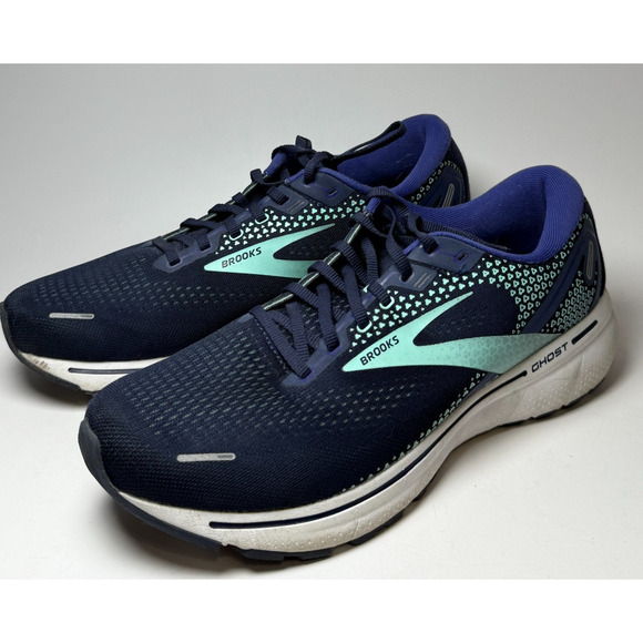 Brooks Ghost 14 Women's 13 Wide D Peacoat Yucca Navy Running Shoes 1203561D446 - Picture 1 of 7